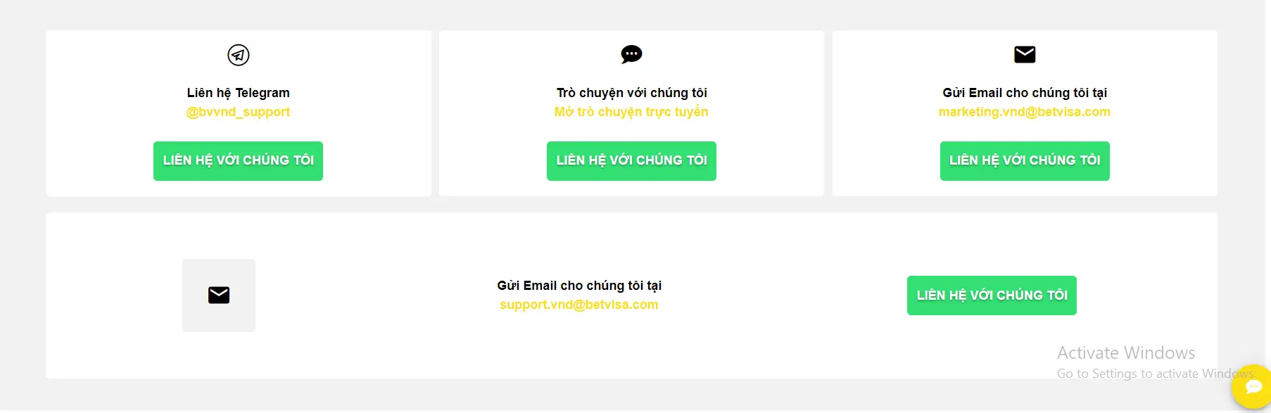 Hướng dẫn Liên hệ Support Betvisa
